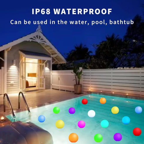 Borelor Lights,3-Inch IP68 16 Decorations(1 Pack) Floating Pool USB Rechargeable & Remote Control Globe Lamp Waterproof