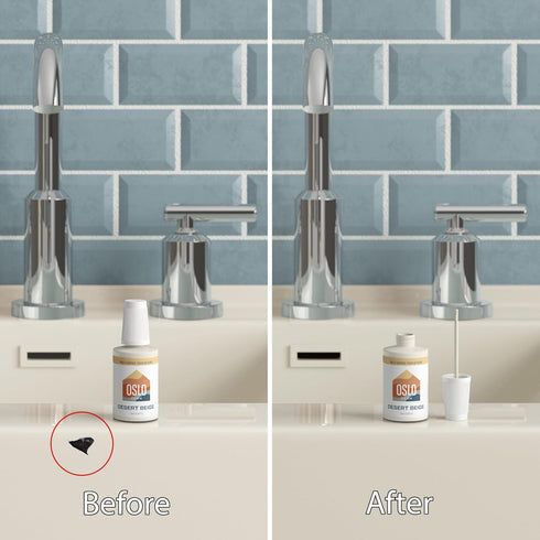 Porcelain + Appliance Touch Up Paint, Desert Beige, 20ml High Gloss with Brush in Bottle for Bathroom Fixtures