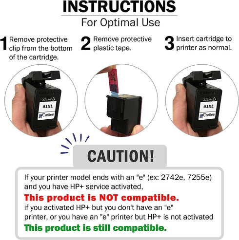 Cartlee Remanufactured Ink Cartridge Replacement for HP 64 XL 64XL for Envy Photo 6252 6255 6258 7120 7155 7158 7164