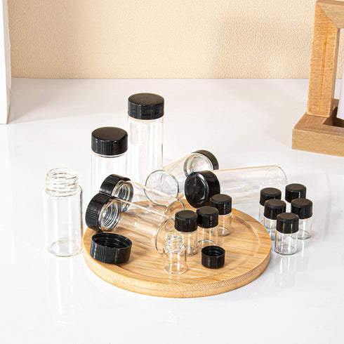 30pcs Clear Small Glass Vials 20ml with Screw Caps