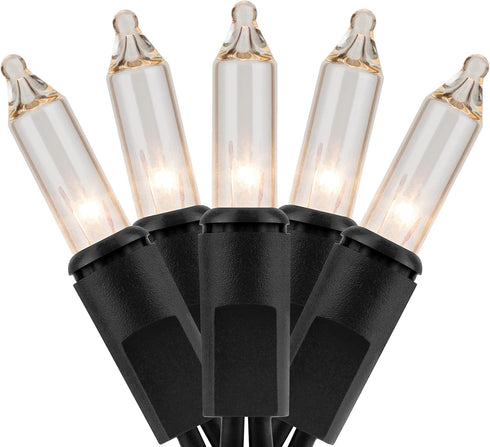 YULETIME 200 Clear Christmas Lights with Black Wire, Pack of 2 Strands