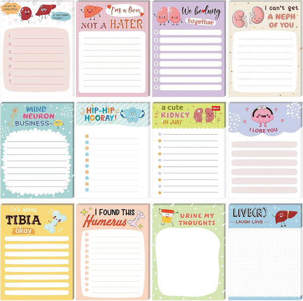 Jetec 24 Pads Nurse Notepads 3 x 4 Inch, Funny Nursing Appreciation Notepads, Medical Themed Self Adhesive Memo Pad
