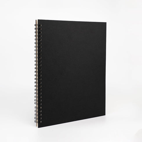DSTELIN Blank Spiral Notebook, 10 inch x 7.5 inch, 100 Pages / 50 Sheets, Soft Cover Sketch Book, 100GSM, Black, 1-Pack