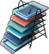 Mind Reader 6-Tier Paper Tray Desktop Organizer, Metal Mesh File Storage for Office, Black