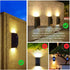 F-2pack) Solar Wall Lights Outdoor, Waterproof LED Fence Lights with Multiple Modes & Dual Color Temperature, Auto