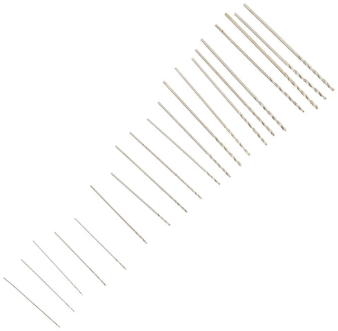 06-00090 20 Piece Tiny Small Drill Bits - #61-80 Numbered Sizes High Speed Steel (HSS)