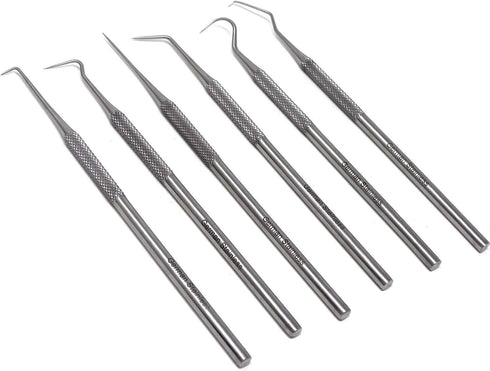 Set of 6 Stainless Steel Precision Micro Probe Combo, 5.5 Inch Overall Length