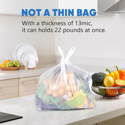 LimonLaviu 100 Pack (11.5'x 6.5" 21') Plastic Bags - x with Handles for Small Business, Restaurants, Grocery & Trash