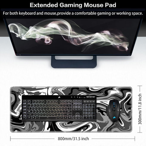 Canjoy Gaming Mouse Pad, Fluid Pattern Mouse Pad 31.5x11.8inch Large Extended Computer Mouse Mat Keyboard Full Desk Mousepad for Gaming, Office, Home by Canjoy
