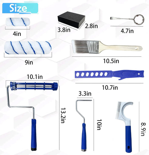 Dekonmon 23Pcs 9"&4" 4x9"/4x4" 4 Upgraded Paint Roller Kit - Frames, Microfiber Covers, Paint Tray with Liners, Roller