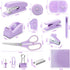 Purple Desk Accessory Kit Cute Office Supplies Set Desktop Stapler Set includes Staple Remover Hole Punch Tape Dispenser Ballpoint Pen Scissor Mini Box Cutter Tape Measure Paper Clips Sticky Notes by Kogcmeetl