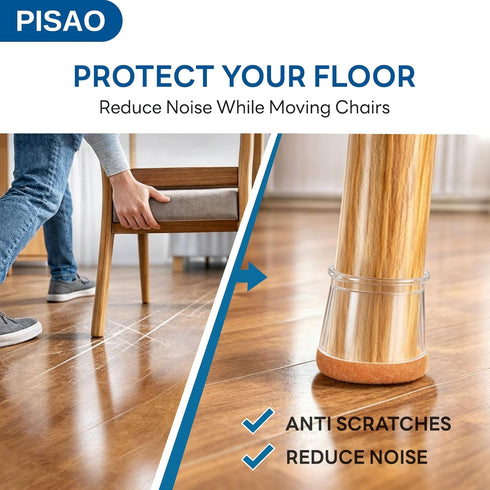24 (Fit:0.76"-1.18") PISAO Pcs Chair Leg Floor Protectors, Silicone Chair Leg Protectors Caps Covers for Hardwood