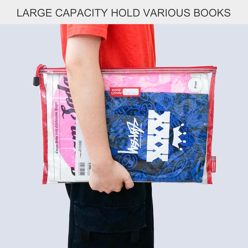 Rough Enough Clear Plastic File Folder Document Holder Bag, Zipper Pouches for Organizing A4 Paper, Office Supplies