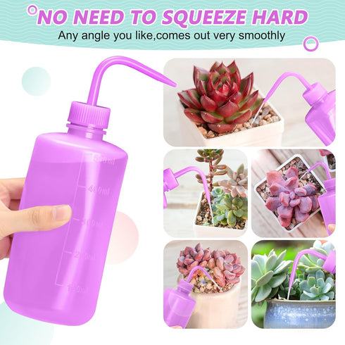 500ml Premium Eyelash Water Bottle for Extensions, 16oz Lash Rinse Bottle No Need to Squeeze Hard, Easy to Carry Tattoo Squeeze Bottle for Eyelashes, Cleaning(Translucent Purple)