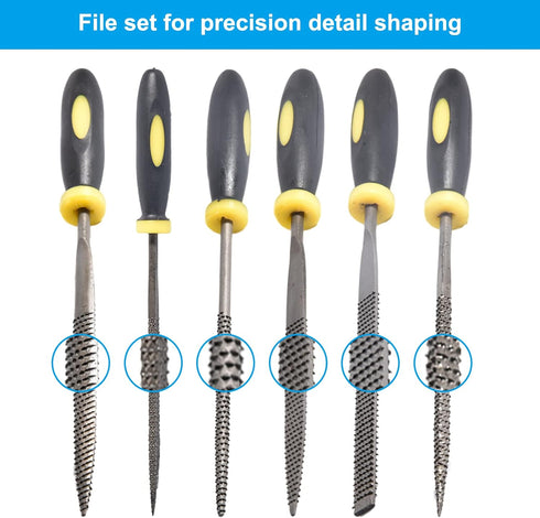 26Pcs Needle File Set, 6Pcs Wood Rasp + 10Pcs Mini Diamond Needle File Set