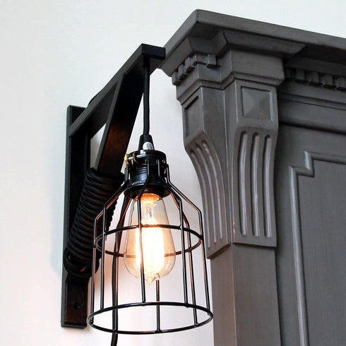 Set 2 Rustic State of Industrial Vintage Style | DIY Farmhouse Metal Wire Cage for Hanging Pendant Lighting | Light