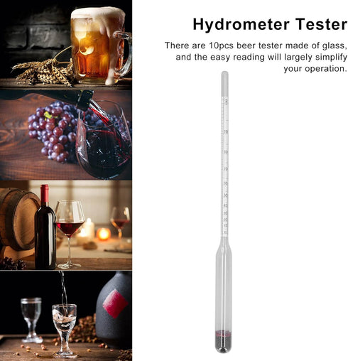 Cloimei 10Pcs Hydrometer Wine Tester Beer Meter Glass Hydrometer Kit Measuring Tool for Home Brewing Wine Making