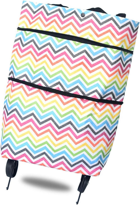 Kukyller Foldable Shopping Cart, Shopping Bag with Wheels Rolling Tote Shopping Bags Collapsible