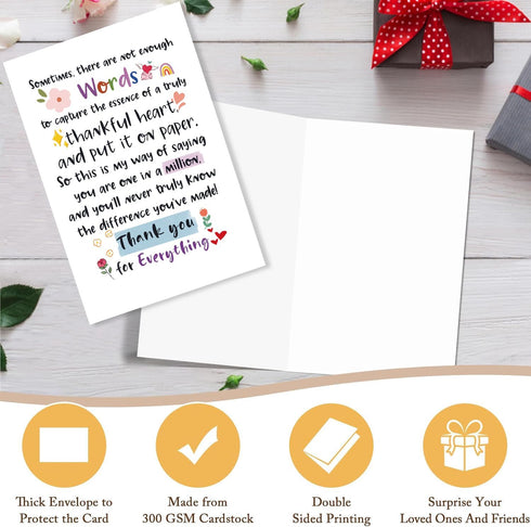RPJIEKINXU Cute Appreciation Card for Him Her, Great Thank You Card for Teacher Coworker Boss Women Men, Sweet