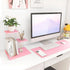 ELITEROO Aesthetic 3 Tier Desktop Shelf Organizer, Mini Wooden Bookshelf for Women Office Supplies, Pink