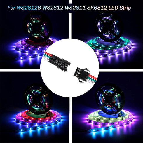 SUPERNIGHT 3 Pin Connector for WS2811 WS2812 WS2812B SK6812 LED Strip Lights, 7 Pairs JST SM Male Female Plug Cables