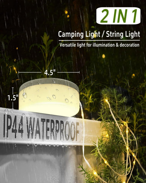 32.8 4 1 8 Solar Camping String Lights, FT Fairy String Light, in Portable Waterproof Camp LED Lamp with Lighting