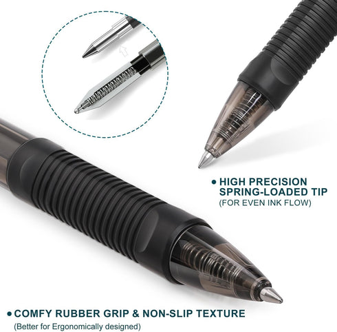 Black Gel Pens 60 Pack, Fine Point, Smooth Writing, Retractable Pens, Office Supplies, 0.7 mm