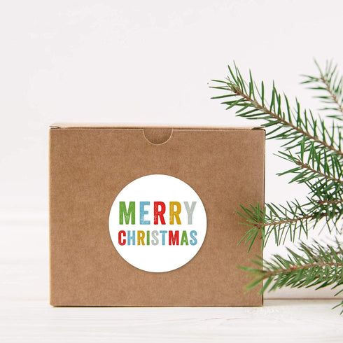 Merry Christmas Stickers, 500 Multicolor Christmas Labels, 1.5" Winter Holiday Envelope Seals Made in The USA
