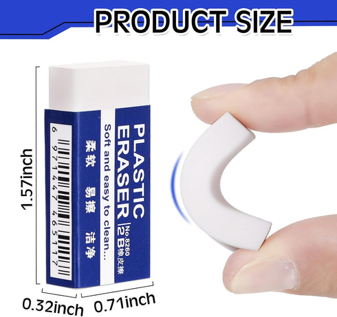 Yeaqee 300 Pcs White Pencil Erasers Bulk, Soft Art Erasers for Kids, Students, and Office Writing