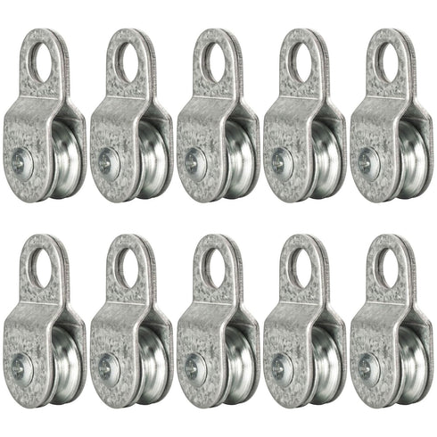 10 Pack Small Snatch Cable Pulley Block - 6mm / 0.23 Inch Wire Rope, Single Pulley Wheel Bearing, Load 70 LB