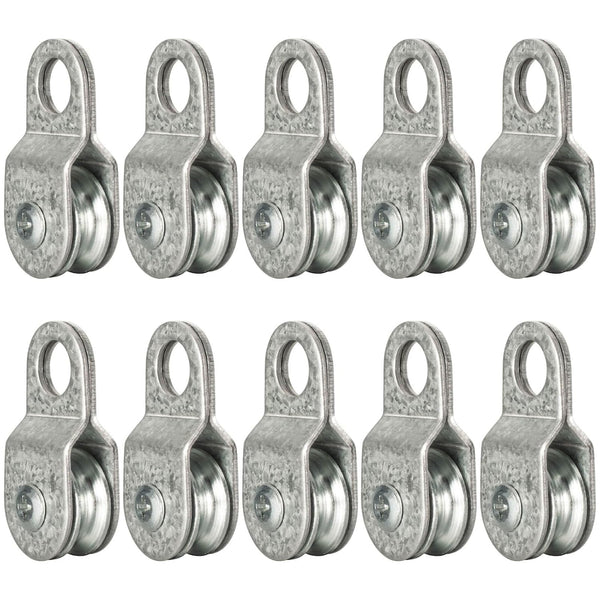 10 Pack Small Snatch Cable Pulley Block - 6mm / 0.23 Inch Wire Rope, Single Pulley Wheel Bearing, Load 70 LB