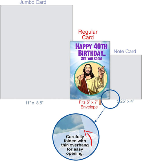 NobleWorks Funny 40th Birthday Greeting Card - Joking God Humor Milestone, 40 Years Happy Bday (1 Card)