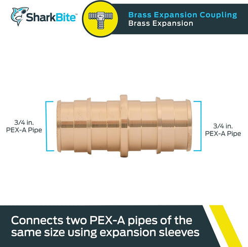 SharkBite 3/4 Inch Expansion Coupling for PEX-A Pipe, Brass Plumbing Fittings for PEX-A Tubing, UAB016LFA by SharkBite