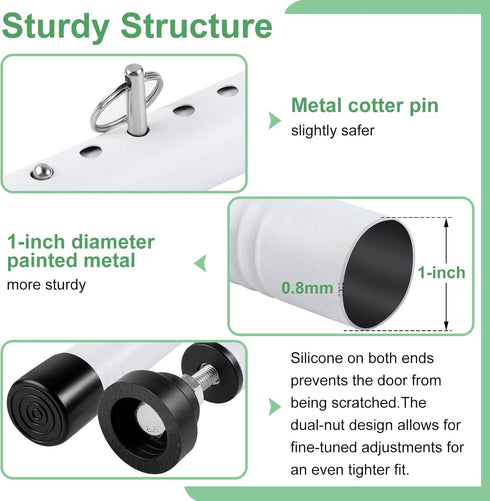 Povtulu 17-50 inch Sliding Door Security Bar, Adjustable, Window Security Bar with Rubber Tips, Sliding Door Lock Bars