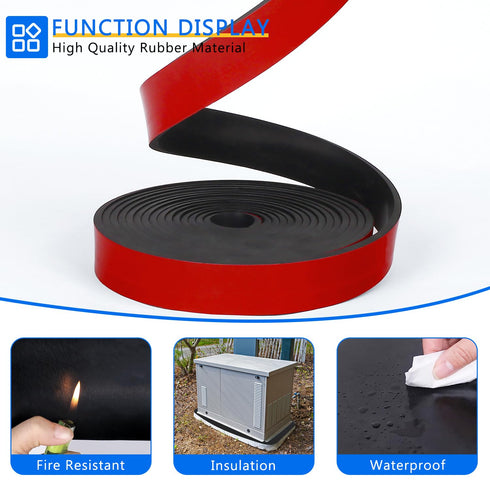 WochiTV Self Stick Black Neoprene Rubber Rolls, 1/2" Wide x 1/16" Thick x 180" Long for DIY Insulation, Cushion, Gasket