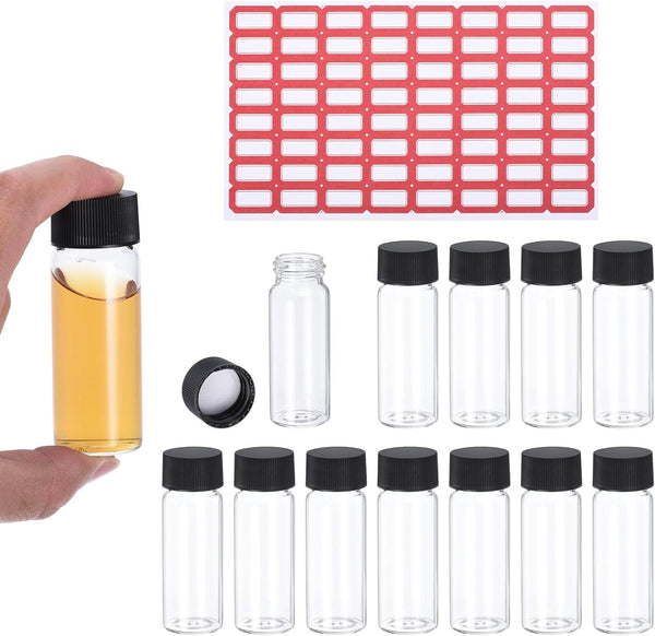 PATIKIL 30ml Clear Glass Vials, 25 Pack Sample Vials with Screw Cap, Leak-Proof Liquid Sample Glass Vial for Laboratory