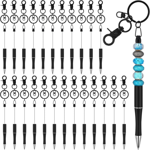Kosiz 24 Pcs Beadable Pens Kit - Beadable Keychain Bars for DIY Bead Pens, School Thank You Gifts