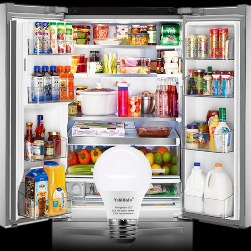 YukiHalu A15 Appliance Light Bulb, 60W Equivalent, 600 Lumens, 7W, 120V, 5000K Daylight, E26 Base