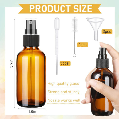 50 4 Oz Nuogo Pieces Mini Glass Spray Bottles Bulk Fine Mist Glass Bottles with Funnel Dropper and Cleaning Brush