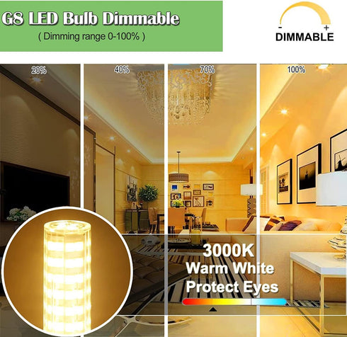 G8 Dimmable LED Bulb, 5 Pack - 7W Equivalent to G8 Halogen 75W-80W, Warm White 3000K
