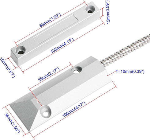 Aoje-Link OC-55 NO Rolling Door Contact Magnetic Reed Switch Alarm Sensor, Zinc Alloy, 2pcs