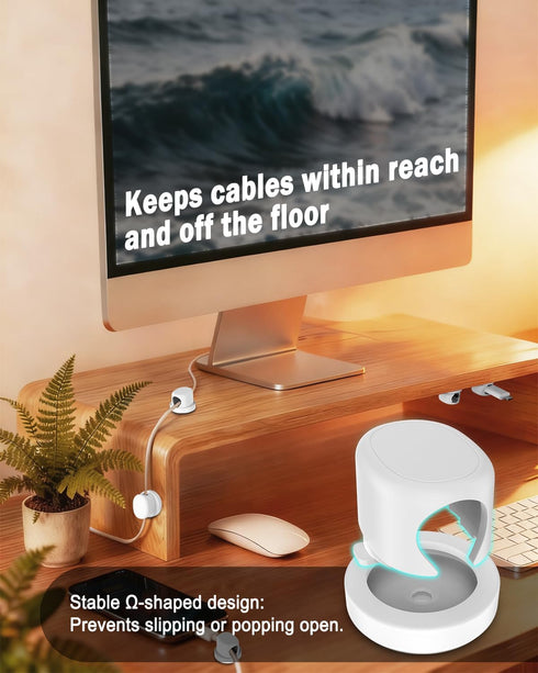 8 Pack Rotatable Cord Holder, Snap-Lock Cable Clips, Adhesive Cord Organizer, Phone Charger Wire Organizer Keeper