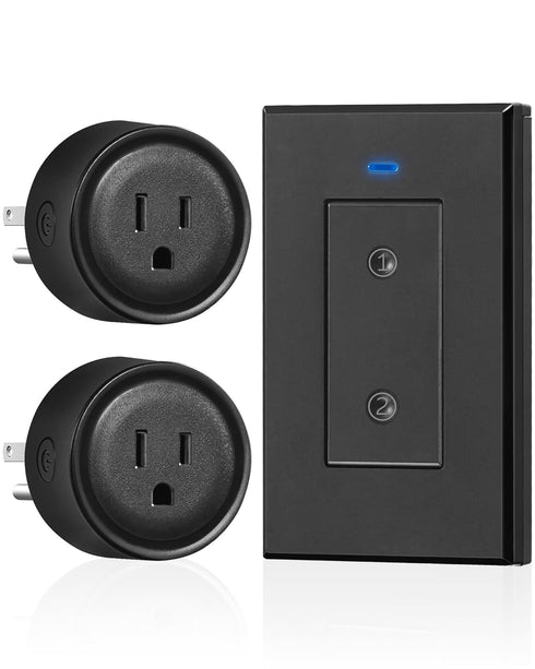 Black Remote Control Outlet Plug, WILAWELS Wireless Light Switch, On Off Remote