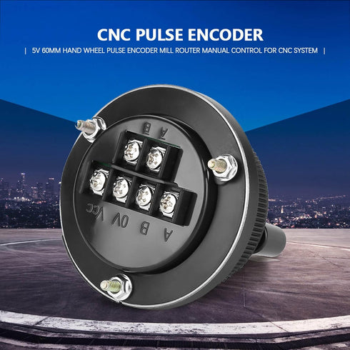 5V 60MM Hand Wheel Pulse Encoder, CNC Pulse Encoder for Manual Control in Milling Machine, Black