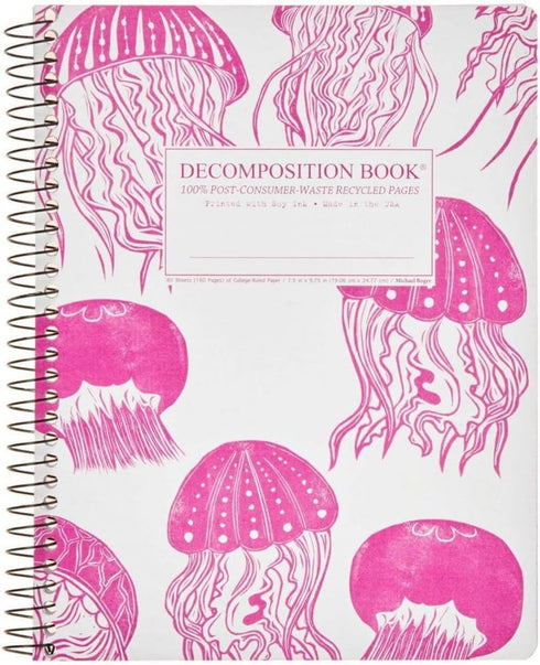 Decomposition Jellyfish College Ruled Spiral Notebook - 9.75 x 7.5 Journal with 160 Lined Pages, 100% Recycled Paper,