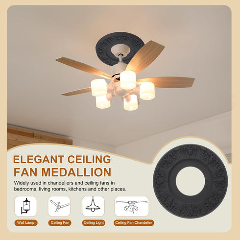 10" 4" 3D PATIKIL Ceiling Medallion, OD x ID PU Decorative Ceiling Light Medallion Chandelier Medallion Carving Ceiling