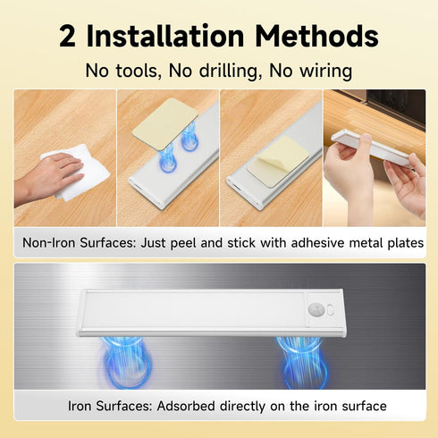 8 inch 1100mAh 3 Dimmable Closet Counter Closet, Under Cabinet Lighting, Rechargeable Motion Sensor Light with Color