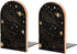 FodPand Gold and Silver Space Themed Wood Bookends Decorative Non-Slip Bookends Heavy Duty