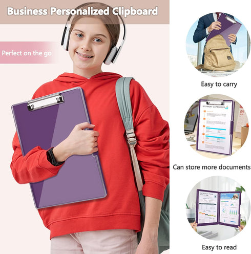 Clipboard with Storage, Heavy Duty Clip Boards 8.5x11 with 2 Storage Cases for Office Supplies