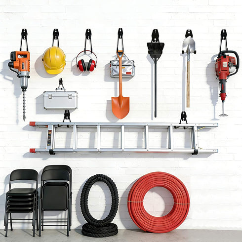 BRCRXW 4 Pack Garage Hooks Heavy Duty, Large Square Steel Garage Storage Hooks with Anti-Slip Coating, Multi-Purpose